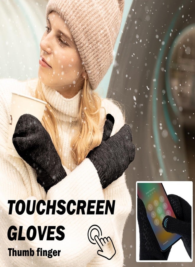 Rahhint Alpaca Wool Mittens for Women Men Double Layer Fleece Lining Winter Gloves Touch Screen Windproof Warm Gloves Gifts Size-L - Image 3